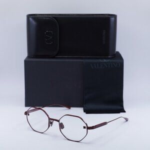 Valentino V-STUD VLX-122B Geometric Eyeglasses - Bordeaux 52mm